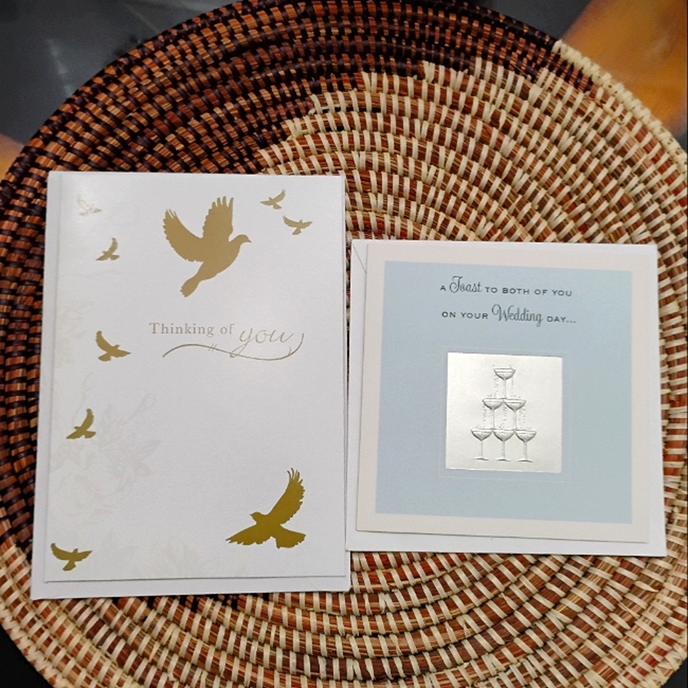 2 Greeting Cards - Wedding Celebration & Thinking of You NEW